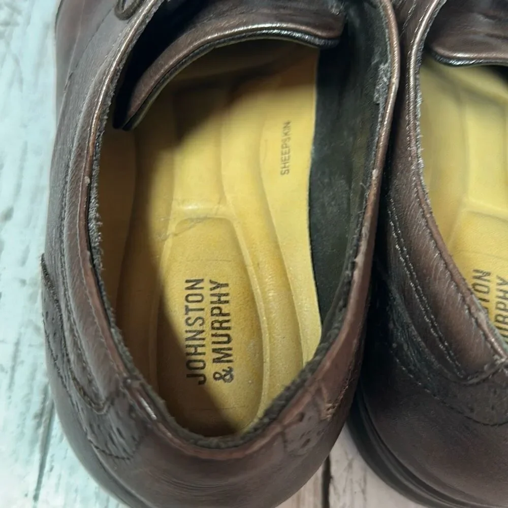 Johnston & Murphy Mens Wingtip Oxfords Brown SheepSkin Size 11‎